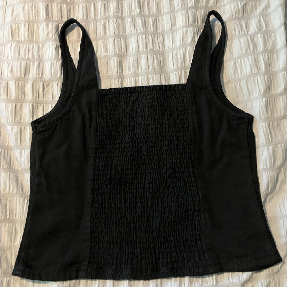 Old Navy Linen Black Cropped Tank Top